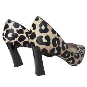 Michael Shannon Jenelle Leopard Print Calf Hair Block Heel Pumps Womens 8 112953